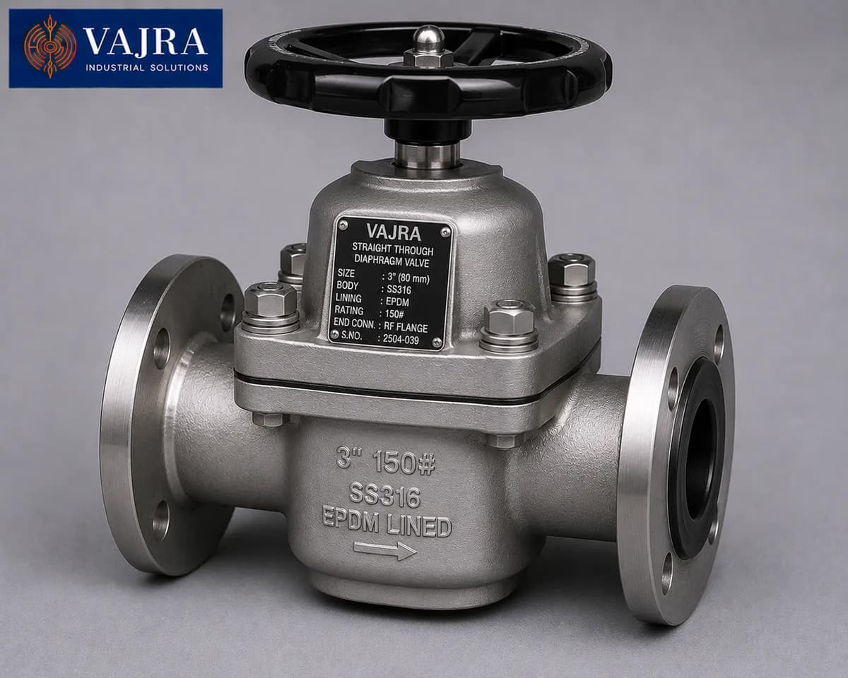 Straight-Through Diaphragm Valve - Straight-through diaphragm valve for slurries and viscous fluids - supplier in Bangalore