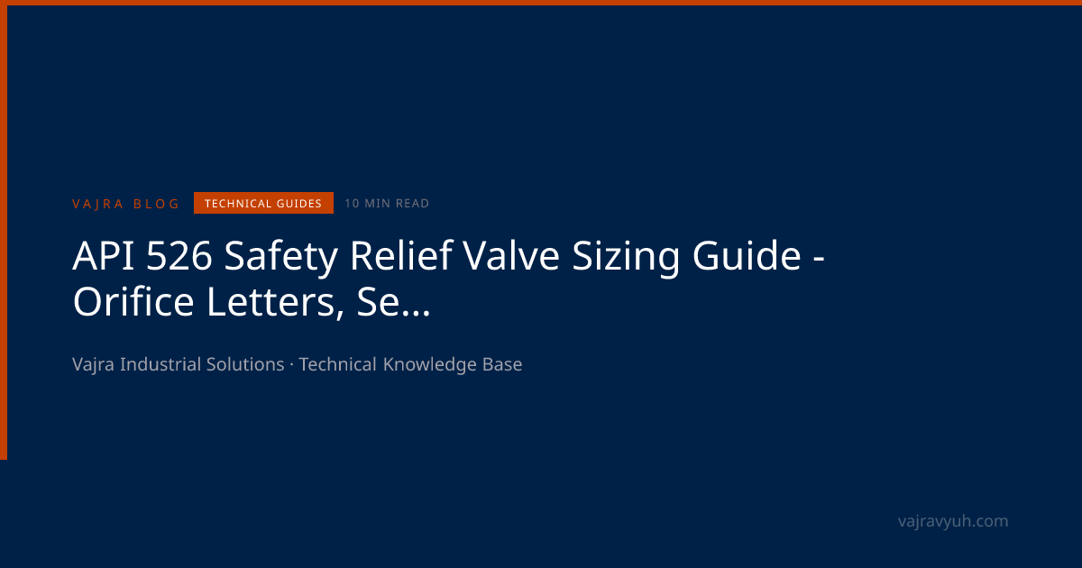 API 526 Safety Relief Valve Sizing - Orifice Letters D to T, Set ...