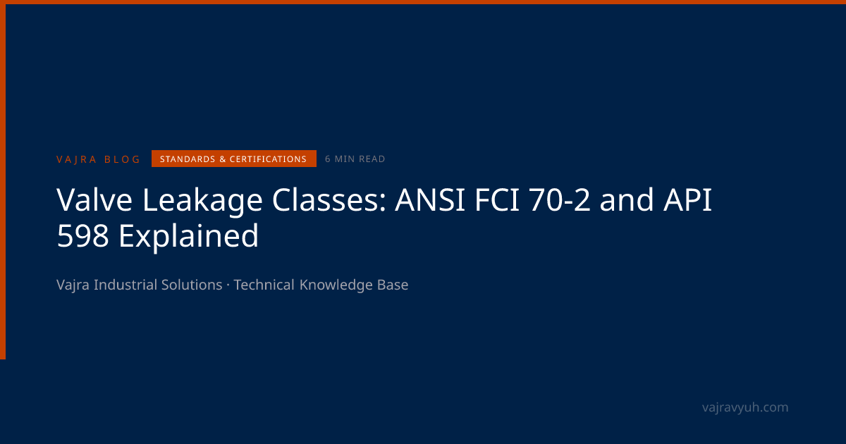 Valve Leakage Classes: ANSI FCI 70-2 Class I–VI and API 598 | Technical ...