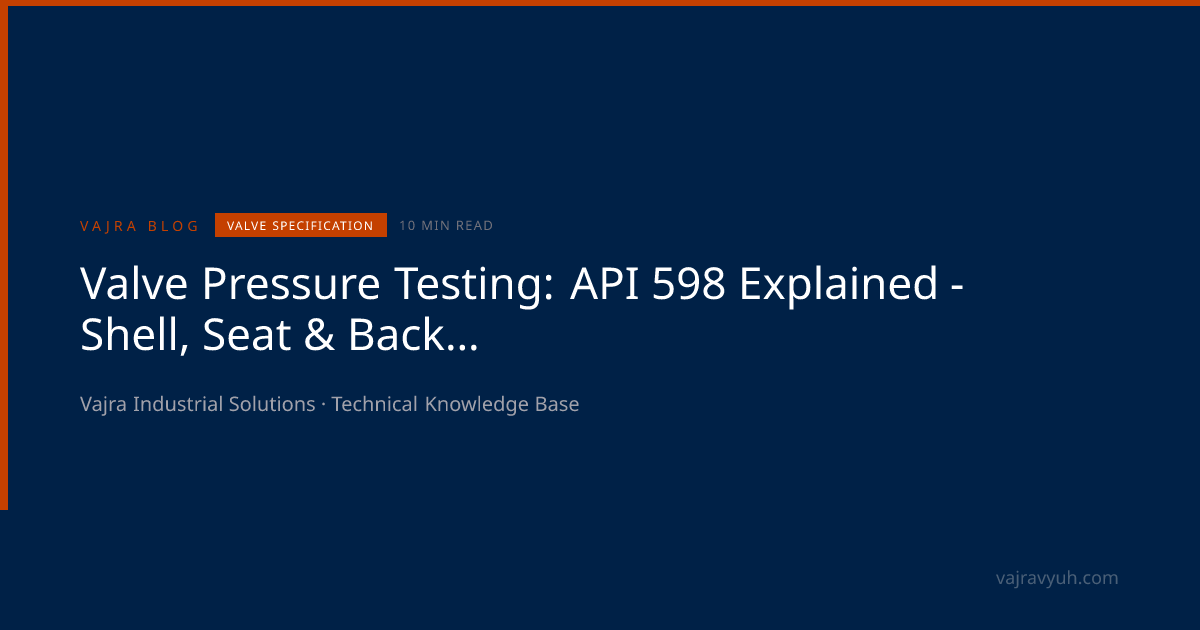 Valve Pressure Testing: API 598 Explained - Shell, Seat & Backseat Tests